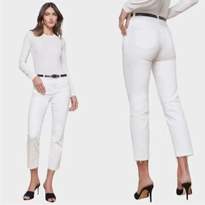 L'AGENCE Sada High Rise Cropped Straight Jeans in Blanc NWT $255